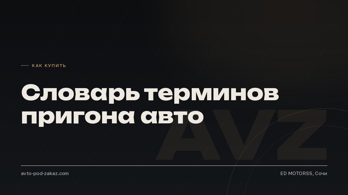 Словарь терминов пригона авто под заказ - обложка, avto-pod-zakaz.com